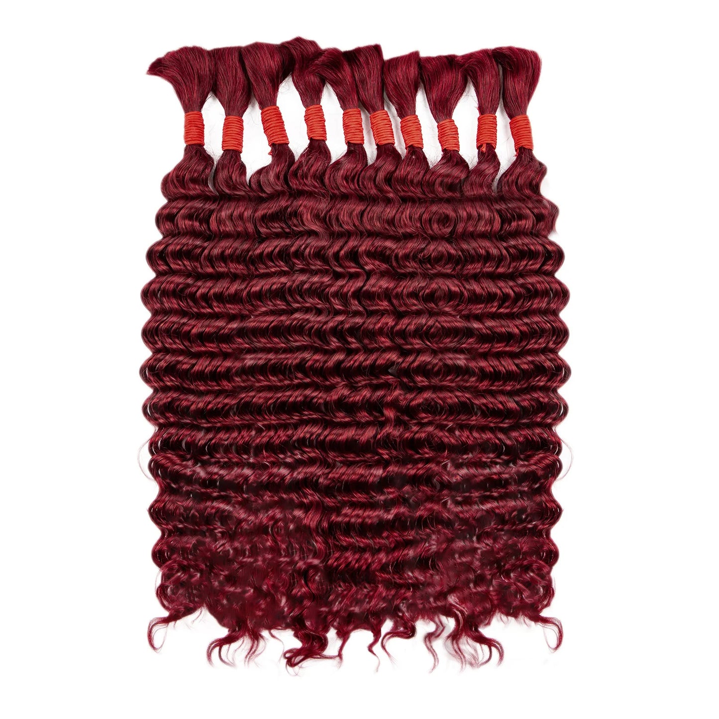 Burgundy 99J# Bulk Human Hair No Weft 1 Bundle 50g Deep Wave Human Hair Bulk for Braiding 10A Curly Extensions for Boho Braids