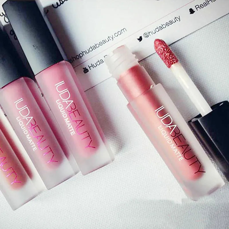 Lipstick Set Matte Lip Gloss Waterproof Lip Glaze Tint Non-stick Non-Fading Lips Huda Lip Makeup Cosmetic Lip Care