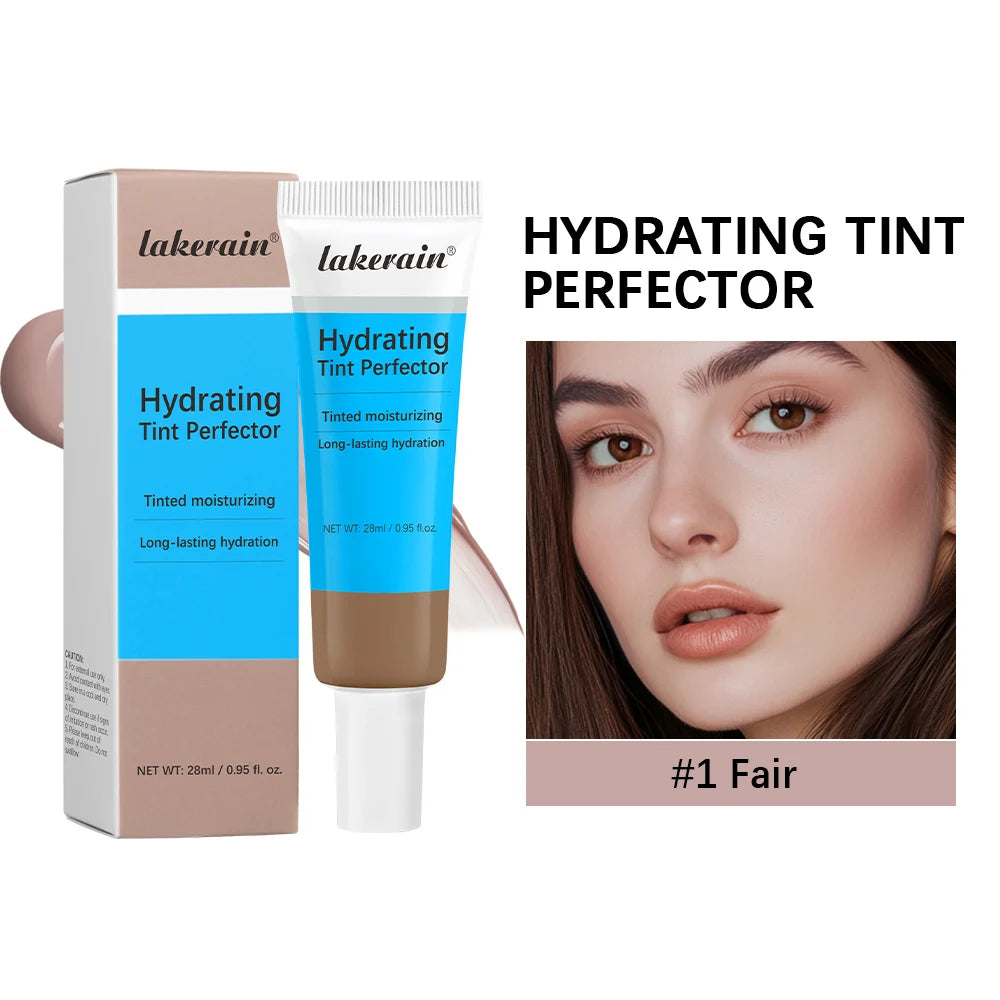 Tint Hydrating Foundation Light/Medium Light Buildable Coverage Natural Glow Finish Long-lasting Hydration Makeup Base Cosmetic