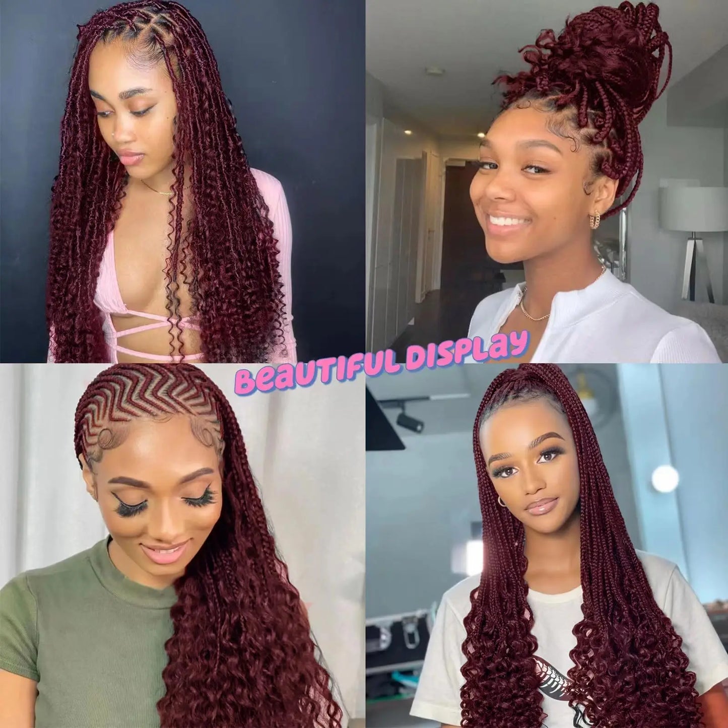 99J Deep Curly Braiding Hair Extensions Brazilian Virgin Human Hair Burgundy Deep Wave Bulk Human Hair For Braiding No Weft
