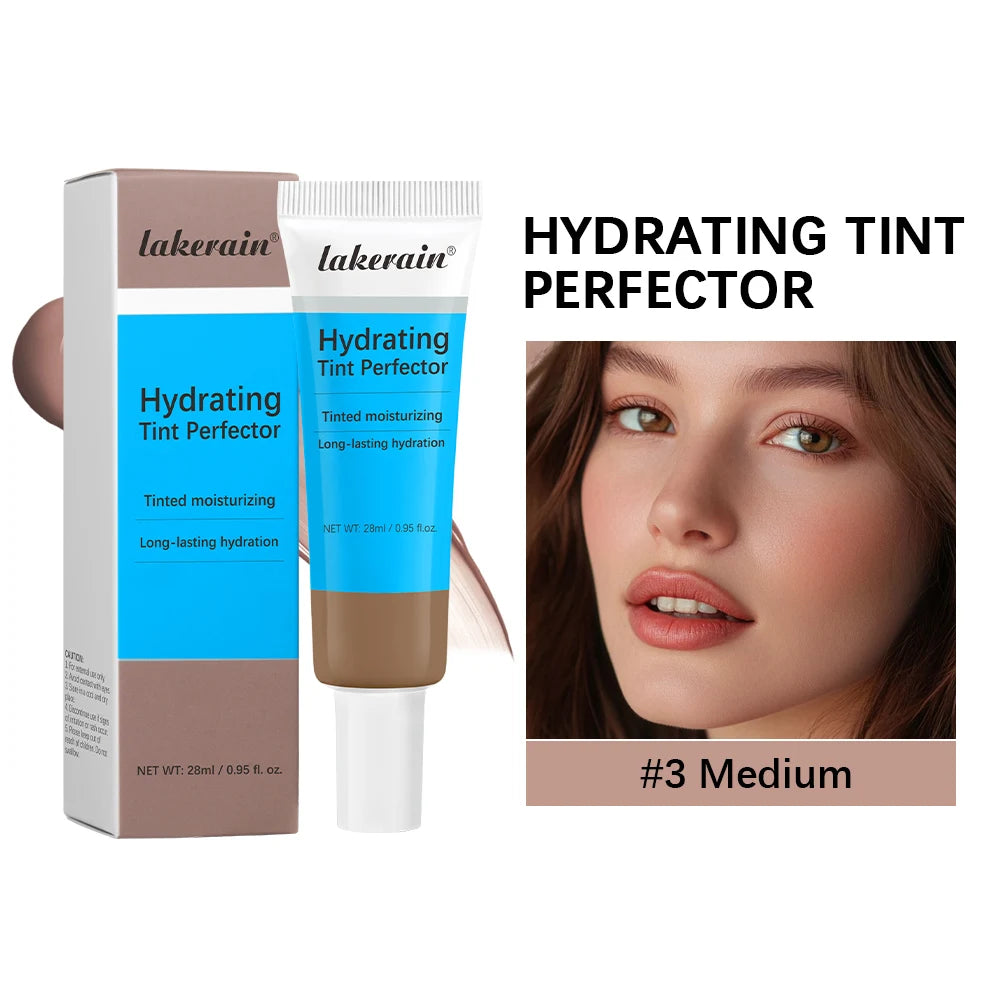Tint Hydrating Foundation Light/Medium Light Buildable Coverage Natural Glow Finish Long-lasting Hydration Makeup Base Cosmetic