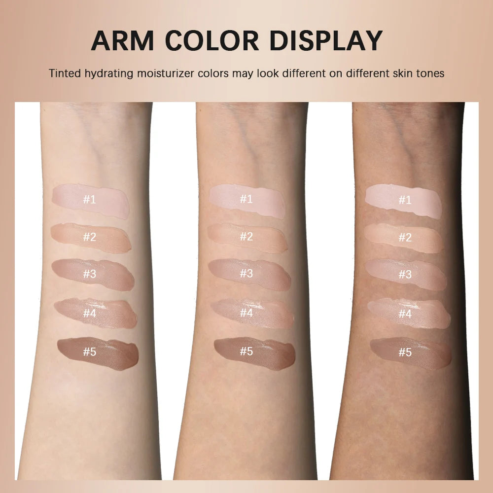 Tint Hydrating Foundation Light/Medium Light Buildable Coverage Natural Glow Finish Long-lasting Hydration Makeup Base Cosmetic