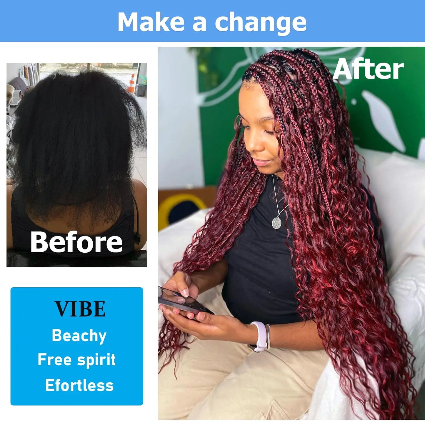 Burgundy 99J# Bulk Human Hair No Weft 1 Bundle 50g Deep Wave Human Hair Bulk for Braiding 10A Curly Extensions for Boho Braids