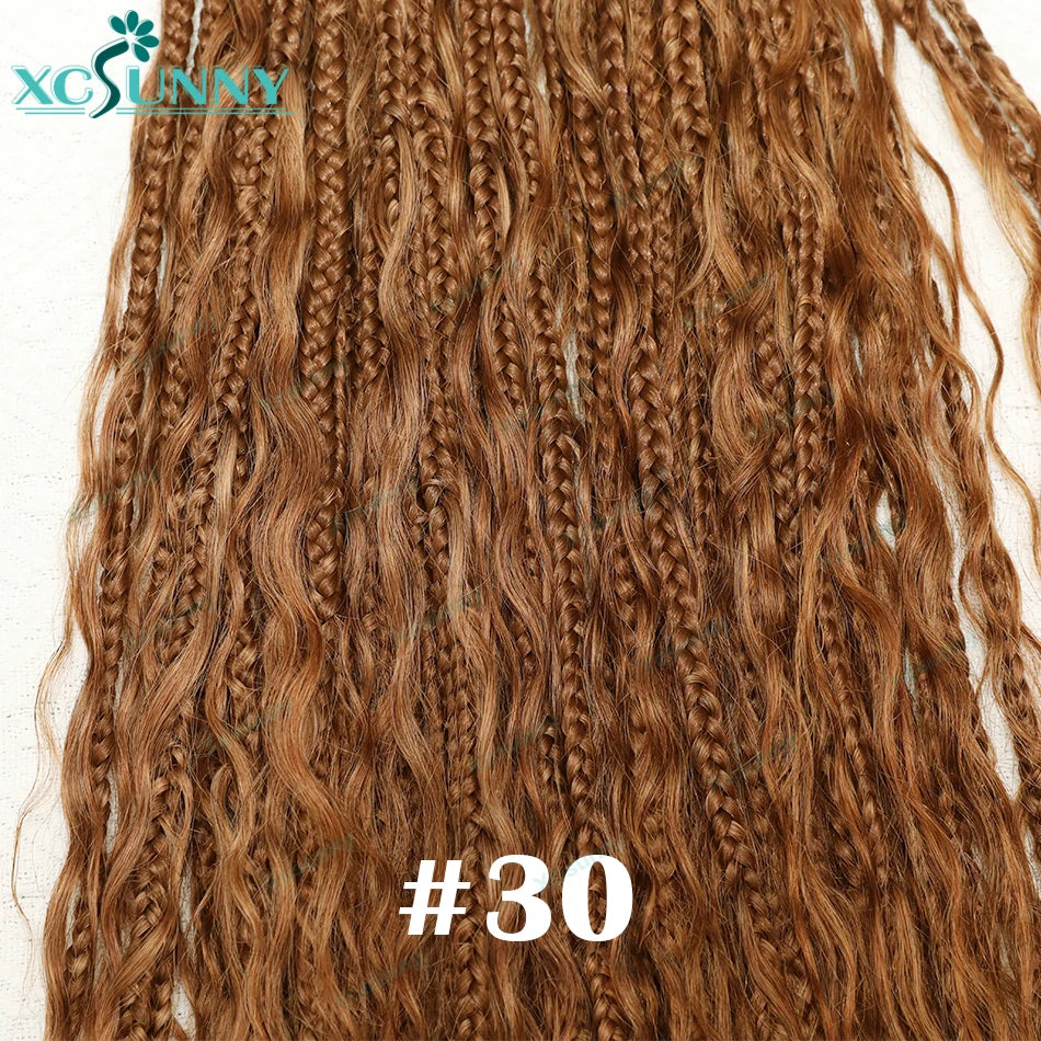 Crochet Braids Human Hair Pre Loop Boho Box Braid Crochet Human Hair Bundles Pre-looped With Curly Ends 100 Strands Color 30 27