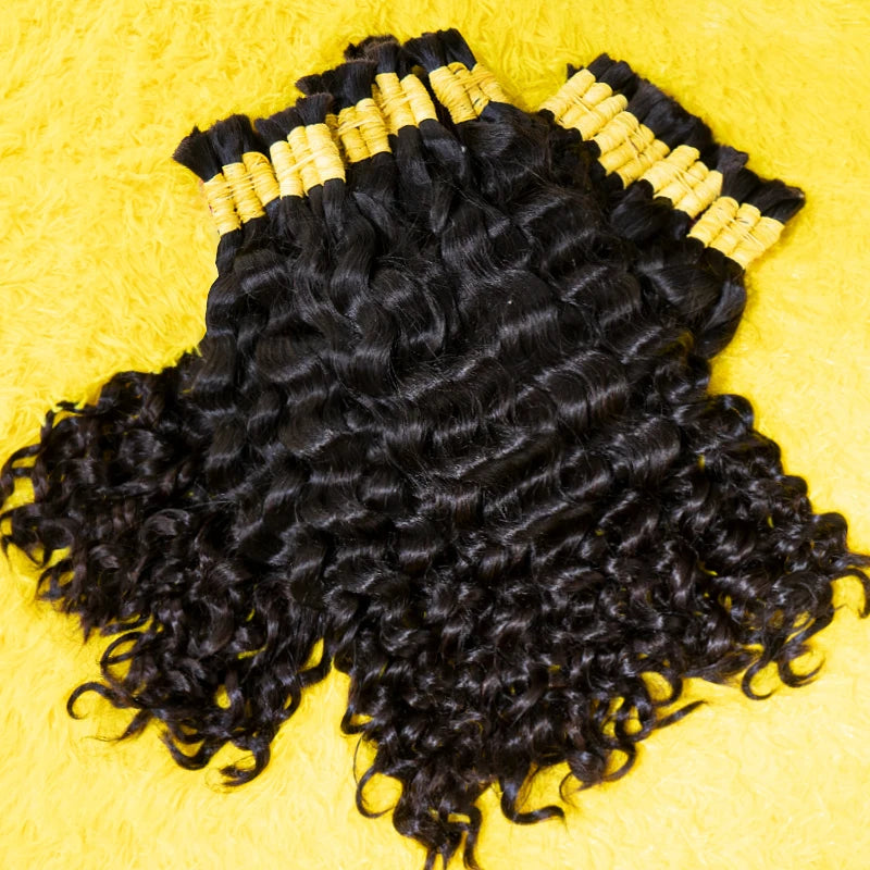 Loose Deep Indian Hair 100% Real Remy Hair Bulks Unprocessed No Weft Curly Human Hair Extensions Weaving Hair for Women Braiding