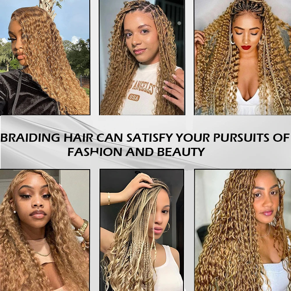 Human Braiding Hair 2Bundle Bulk Human Hair Brown Wet and Wavy Human Hair Bundles for Braiding No Weft