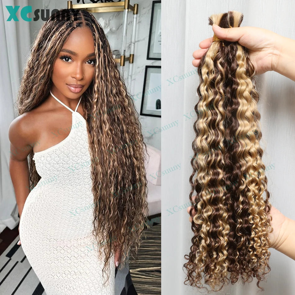 4 27 Braiding Hair Bulk Human Hair For Braiding Color 4 30 Deep Curly Human Hair For Boho Braids Double Drawn Bundles No Weft