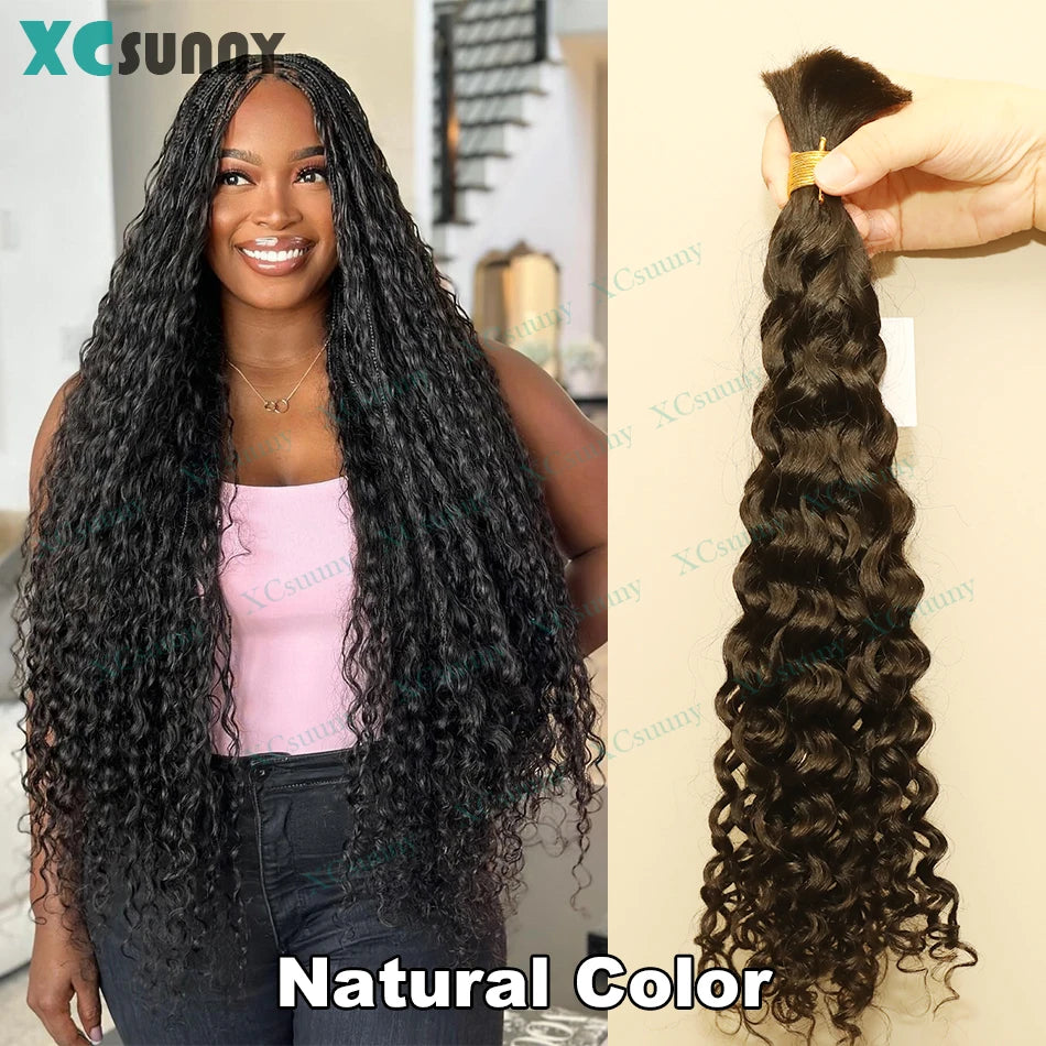 4 27 Braiding Hair Bulk Human Hair For Braiding Color 4 30 Deep Curly Human Hair For Boho Braids Double Drawn Bundles No Weft