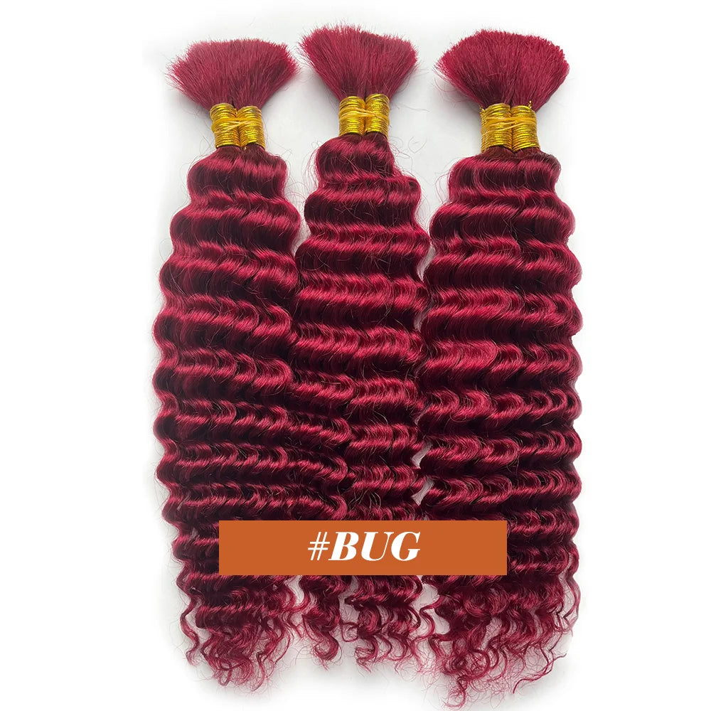 Human Braiding Hair 2Bundle Bulk Human Hair Brown Wet and Wavy Human Hair Bundles for Braiding No Weft