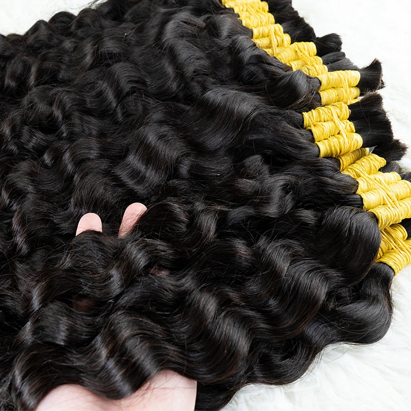 Loose Deep Indian Hair 100% Real Remy Hair Bulks Unprocessed No Weft Curly Human Hair Extensions Weaving Hair for Women Braiding