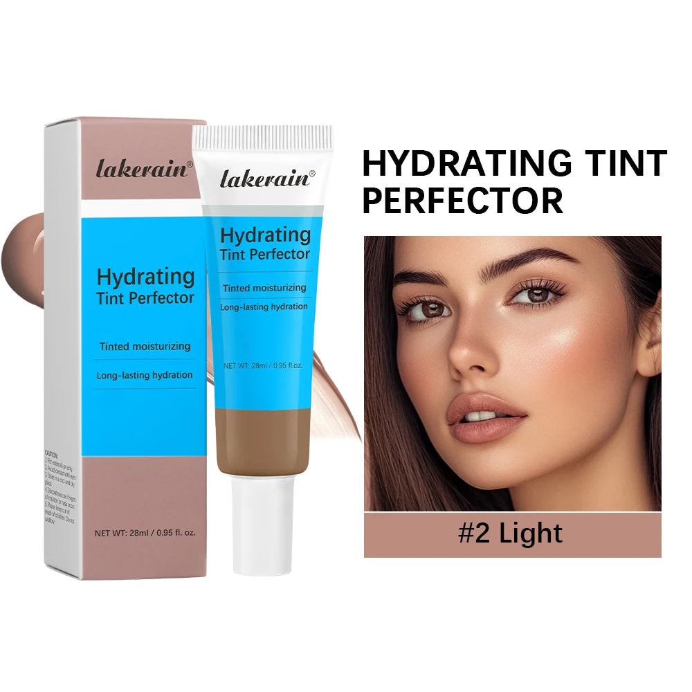 Tint Hydrating Foundation Light/Medium Light Buildable Coverage Natural Glow Finish Long-lasting Hydration Makeup Base Cosmetic