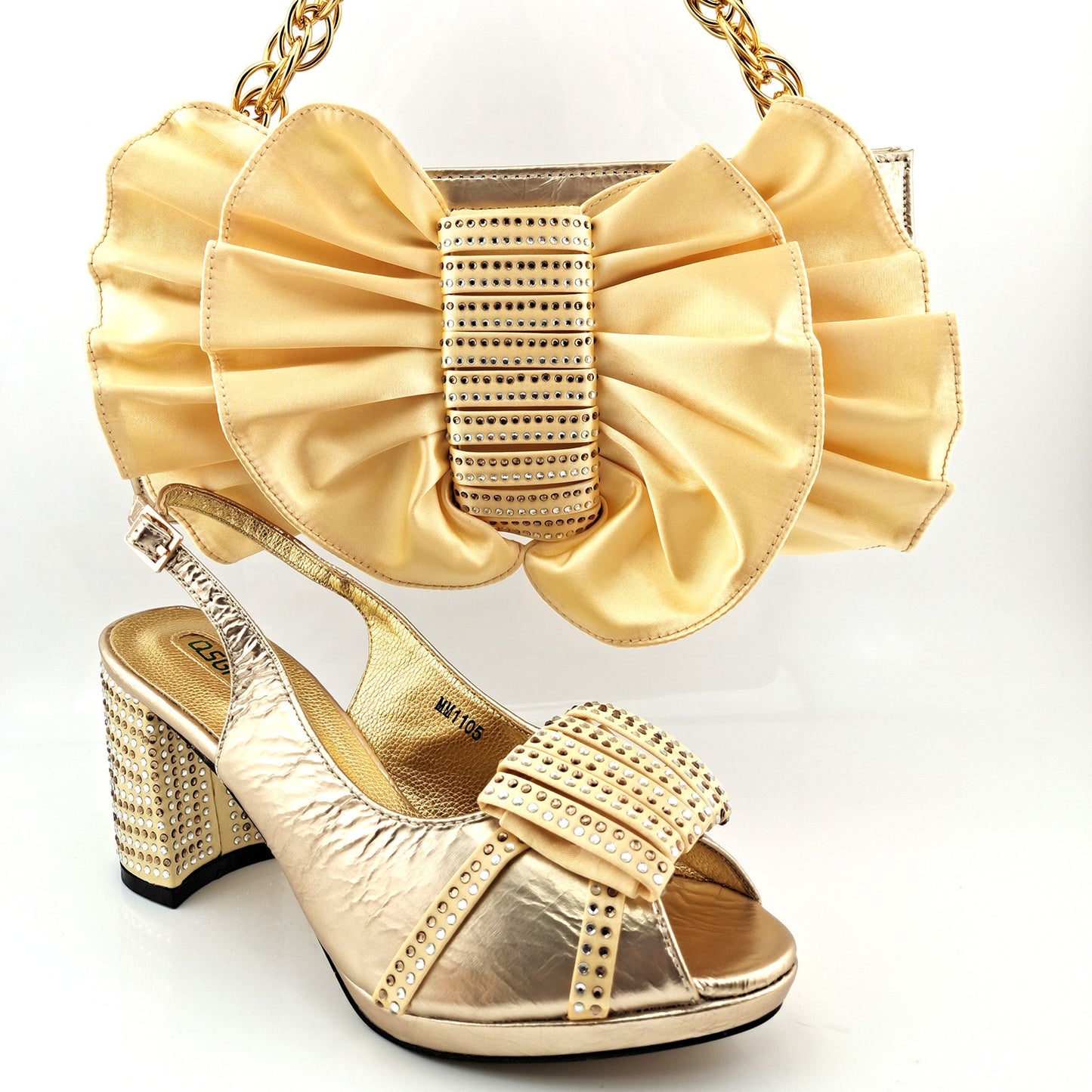 Fashion Suit Fish Mouth PU Hollow High Heels And Bow Clutch Bag