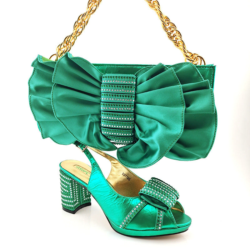 Fashion Suit Fish Mouth PU Hollow High Heels And Bow Clutch Bag