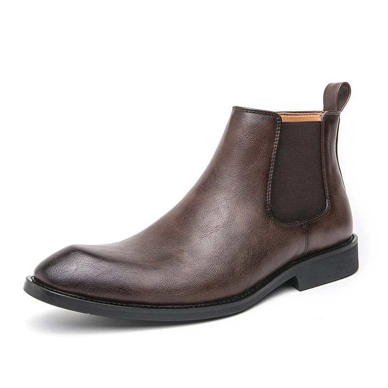 Luxury Men Chelsea Boots Zipper Genuine Leather Ankle Boots