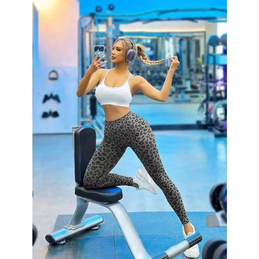 Women Leopard V Waist Leggings Semaless Slim Leggings Stretch