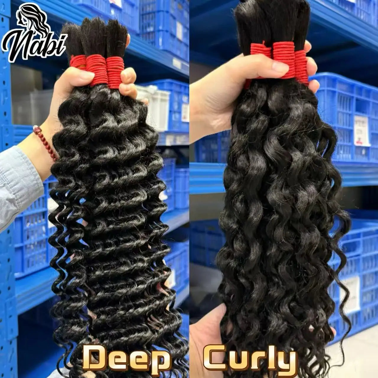 NABI Human Hair Bundles for Braiding Deep Wave Virgin Hair Extension Natural Color Braids No weft Hair Bulk Extensions