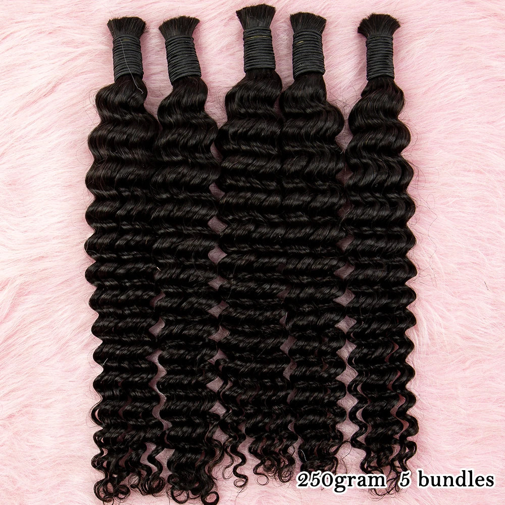 NABI Human Hair Bundles for Braiding Deep Wave Virgin Hair Extension Natural Color Braids No weft Hair Bulk Extensions
