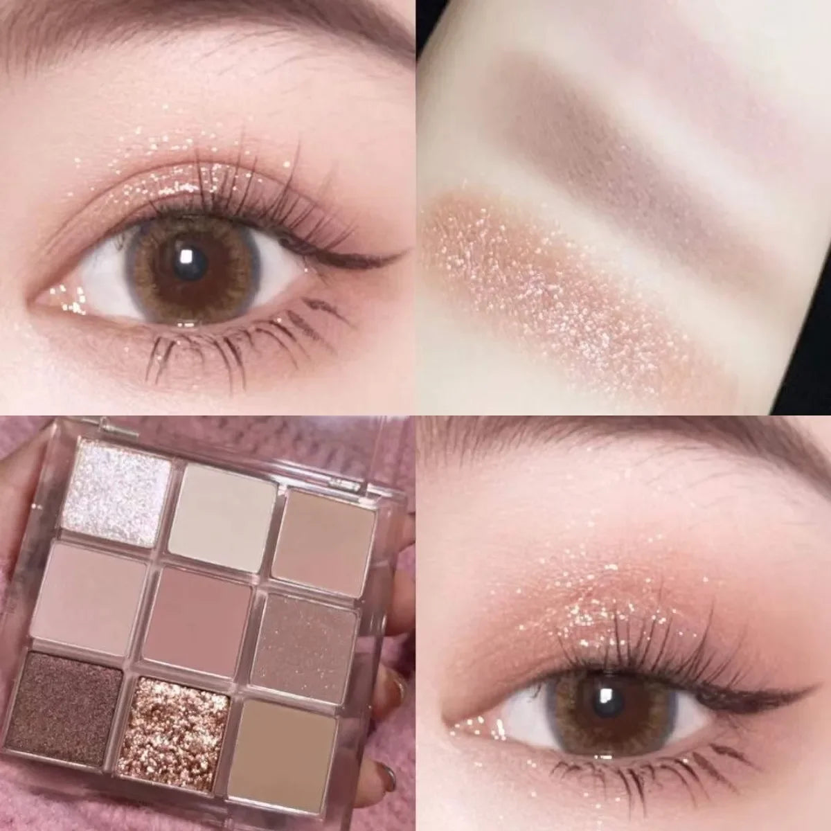 Glitter Eyeshadow Palette Pink Pearly Eyeshadow Palette Korean Charming Eye Makeup Palette Shiny Eye Shadow Eye Pigments