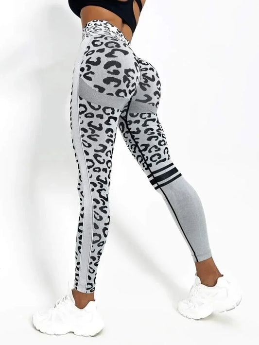 Women Leopard Seamless Yoga Pants High Waist Lifting Hip