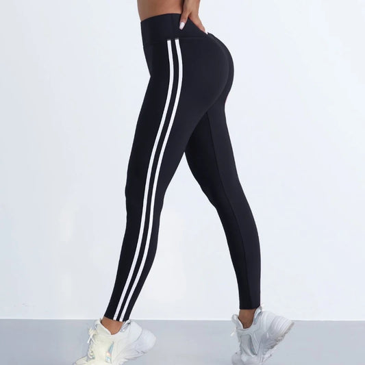Yoga Leggings Women Striped Slim Sports Pants High Waist
