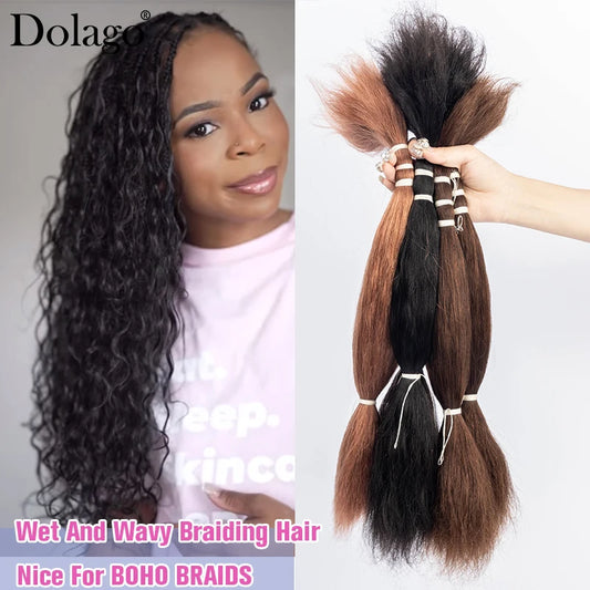 Wet And Wavy Human Hair Braiding Hair Bundles Locks Hair Extensions Microlocs Bulk Human Hair For Braiding Box Crochet Braids