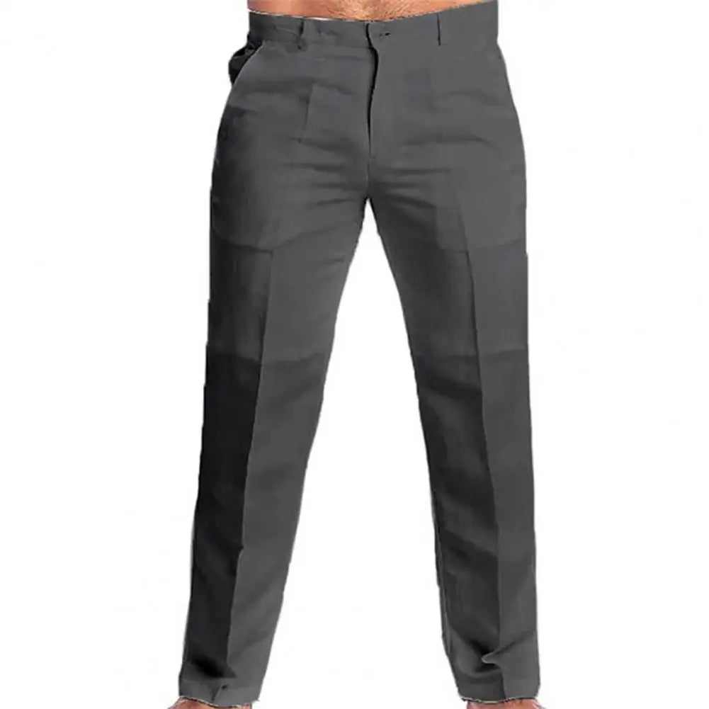 2023 Men's Stand Pocket Casual Linen Pants Solid White Gray Trouser Plus Size 3xl Mens Elegant Fashion Sweatpants Men Streetwear