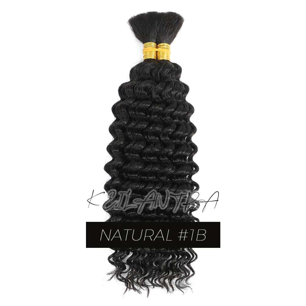 Human Braiding Hair for Boho Braids Bohemian Deep Wave Bulk 100% Human Hair for Braiding Wet and Wave Human Culry Hair for Boho