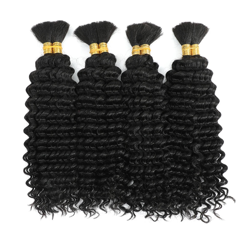 Human Braiding Hair for Boho Braids Bohemian Deep Wave Bulk 100% Human Hair for Braiding Wet and Wave Human Culry Hair for Boho