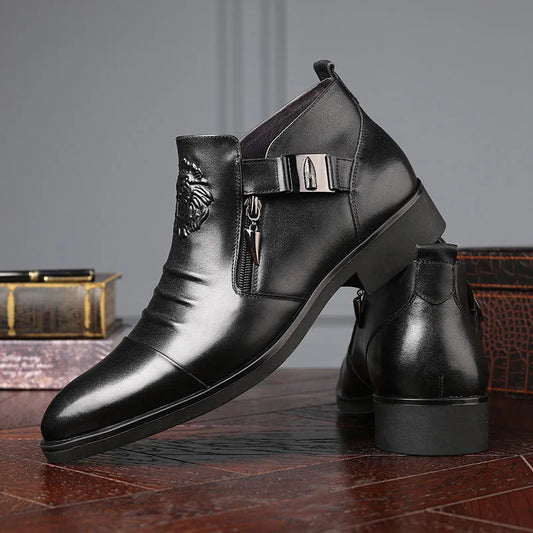 Men Embossed Boots Double Side Zipper Trendy Boots men's