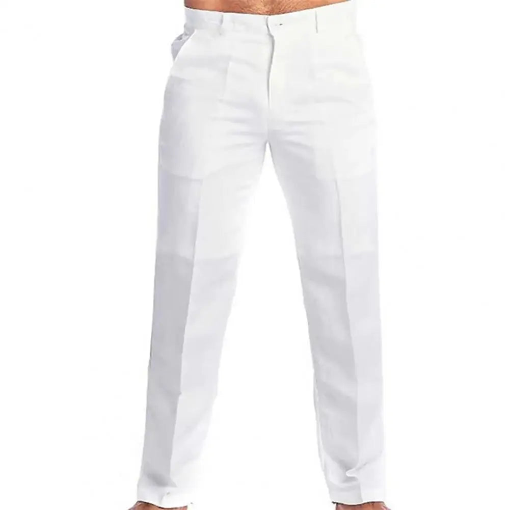 2023 Men's Stand Pocket Casual Linen Pants Solid White Gray Trouser Plus Size 3xl Mens Elegant Fashion Sweatpants Men Streetwear