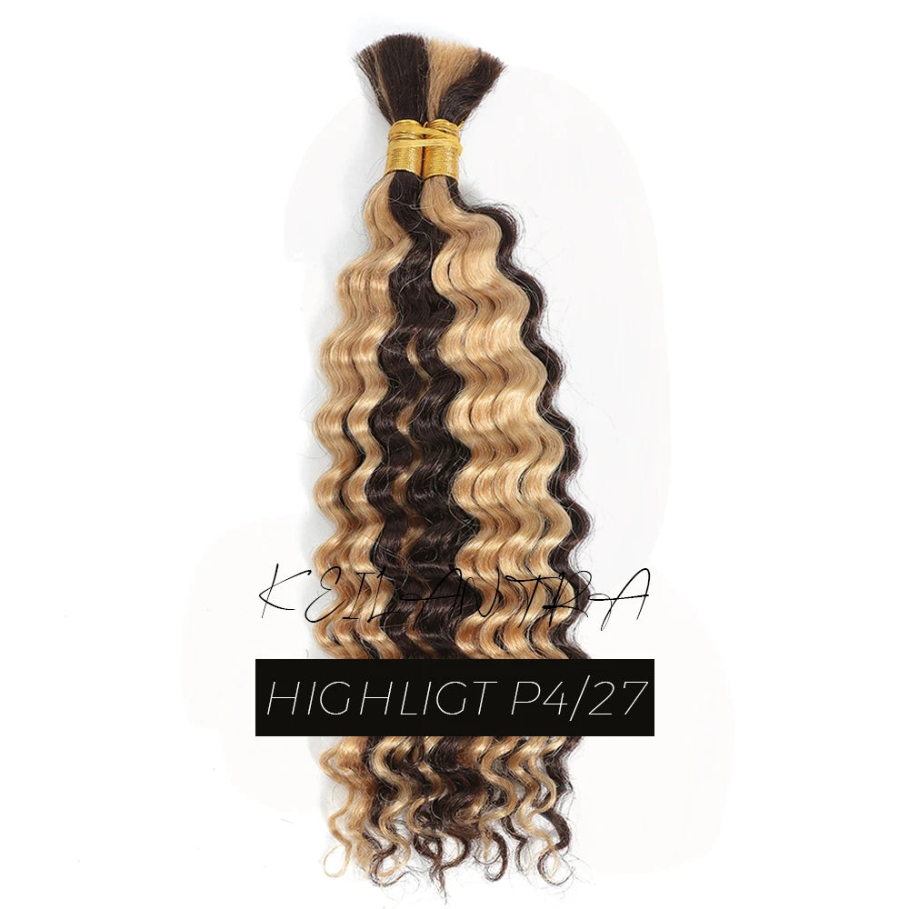 Human Braiding Hair for Boho Braids Bohemian Deep Wave Bulk 100% Human Hair for Braiding Wet and Wave Human Culry Hair for Boho
