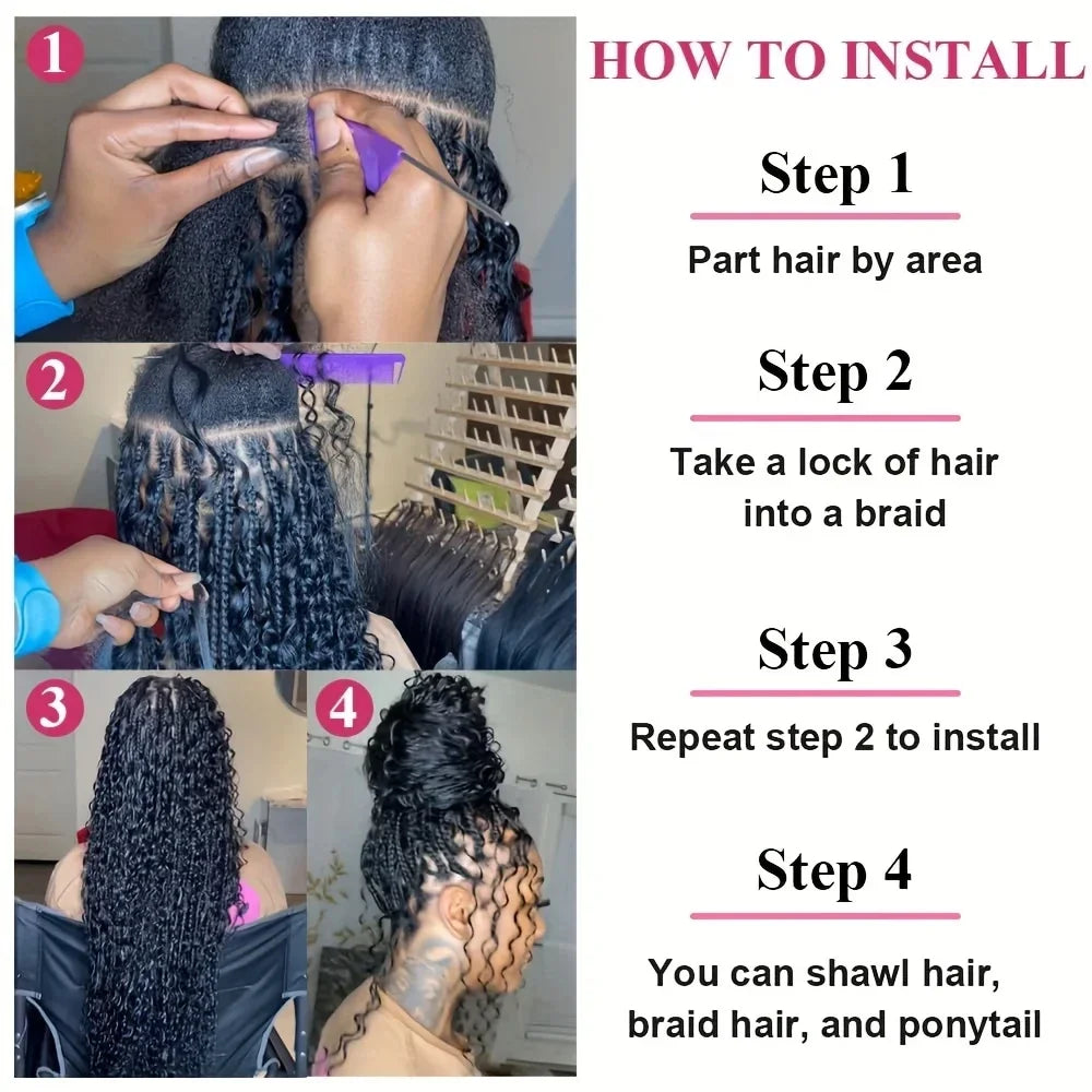 Burgundy Deep Wave Human Hair Bulk for Boho Braids Water Wave