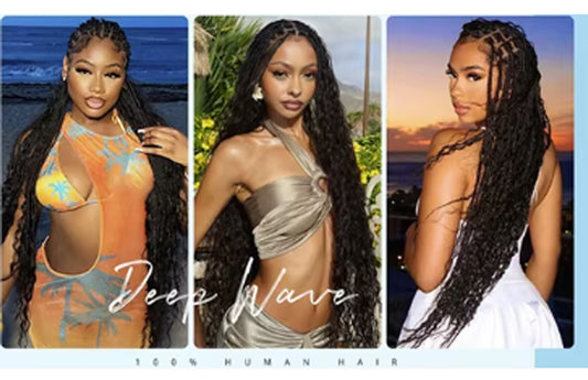 NABI Human Hair Bundles for Braiding Deep Wave Virgin Hair Extension Natural Color Braids No weft Hair Bulk Extensions